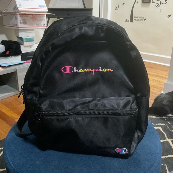 Champion Handbags - Mini Champion Backpack Black Multicolored Letters Spacious inside Zip Around Bag
